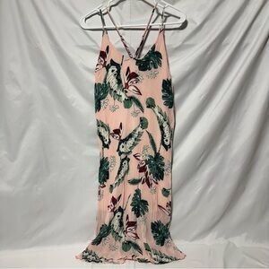 Lush Pink Floral Midi Summer Dress | Romantic Feminine Cottagecore Style L